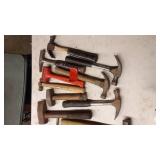 Collection of 10 Assorted Hammers Including Claw and Mallet Styles
