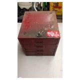 Metal Tool Chest with Assorted Hardware, Fittings, and Parts