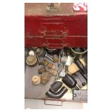 Metal Tool Chest with Assorted Hardware, Fittings, and Parts