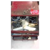 Metal Tool Chest with Assorted Hardware, Fittings, and Parts