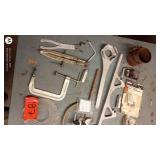 Collection of Vintage Hand Tools, Clamps, and Metal Parts