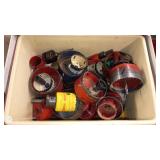 Collection of Assorted Hole Saws and Arbors in Cooler