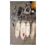Marine Accessory Lot with 4 Boat Fenders, Winches, Ropes, and Hardware