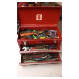 Metal Toolbox with Assorted Hand Tools