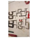 Collection of 13 Assorted C Clamps Metal Shop Tools