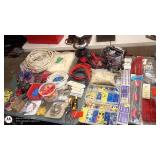 Collection of Electrical Supplies and Hardware including Wire, Connectors, and Light Lenses