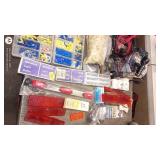 Collection of Electrical Supplies and Hardware including Wire, Connectors, and Light Lenses