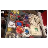 Collection of Electrical Supplies and Hardware including Wire, Connectors, and Light Lenses