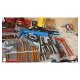 Mixed Hand Tool Lot with Wrenches, Hammers, and Hardware