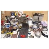 Workshop Hardware and Electrical Supplies Lot with Tools and Accessories
