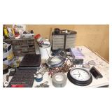 Workshop Hardware and Electrical Supplies Lot with Tools and Accessories
