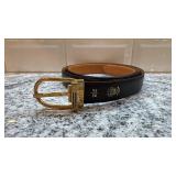 Gucci Leather Belt with Gold-Tone Buckle, Size 95/38