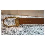 Gucci Leather Belt with Gold-Tone Buckle, Size 95/38