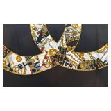 Chanel Paris Silk Scarf 34x33 Inches with Chain and Jewel Motif