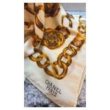Chanel Paris Silk Scarf with Chain and Medallion Design 33 x 35 Inches