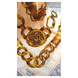 Chanel Paris Silk Scarf with Chain and Medallion Design 33 x 35 Inches