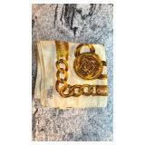 Chanel Paris Silk Scarf with Chain and Medallion Design 33 x 35 Inches