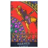 Hermes Paris Silk Scarf with Carousel Horse Design 33.5 x 33.5 Inches