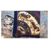 Hermes Paris Silk Scarf with Carousel Horse Design, 33 x 33 Inch