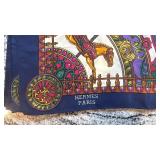 Hermes Paris Silk Scarf with Carousel Horse Design, 33 x 33 Inch