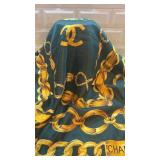 Chanel Paris Gold Chain Print Scarf 35 x 34 Inches