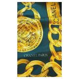 Chanel Paris Gold Chain Print Scarf 35 x 34 Inches
