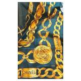 Chanel Paris Gold Chain Print Scarf 35 x 34 Inches