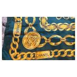 Chanel Paris Gold Chain Print Scarf 35 x 34 Inches