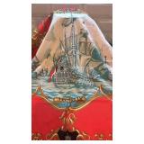 Vintage Kemtrade Holland Amsterdam Scarf with Ships and Van Gogh Motif 30.5x30 in