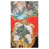 Vintage Kemtrade Holland Amsterdam Scarf with Ships and Van Gogh Motif 30.5x30 in