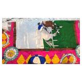 Derby Day Silk Scarf 34 x 35 Racing Horses Equestrian Print