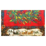 Holiday Scarf 33 x 34 with Reindeer Sleigh and Holly Design