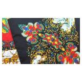 Holiday Scarf 33 x 34 with Reindeer Sleigh and Holly Design