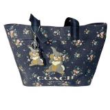 Disney Coach Thumper Floral Tote Bag with Keychain 12x18x12