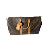 Louis Vuitton Monogram Canvas Keepall 45 Travel Bag with Leather Trim
