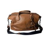 Brown Leather Coach Duffel Bag with Shoulder Strap