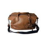 Brown Leather Coach Duffel Bag with Shoulder Strap