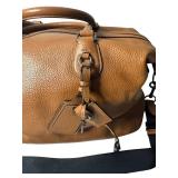Brown Leather Coach Duffel Bag with Shoulder Strap