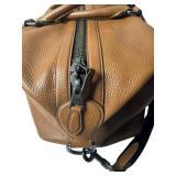 Brown Leather Coach Duffel Bag with Shoulder Strap