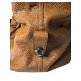 Brown Leather Coach Duffel Bag with Shoulder Strap