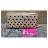 Betsey Johnson Zip Around Faux Turnlock Polka Dot Wallet