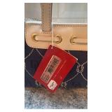 Dooney & Bourke Navy Canvas Logo Tassel Zip Top Handbag