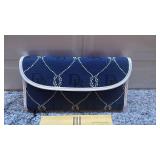 Dooney & Bourke Blue Canvas Wallet with White Trim