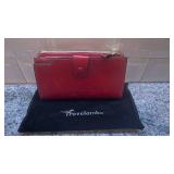 Travelambo Red Leather Clutch Wallet with Card Slots