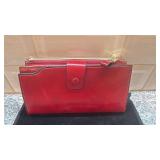 Travelambo Red Leather Clutch Wallet with Card Slots