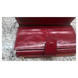 Travelambo Red Leather Clutch Wallet with Card Slots