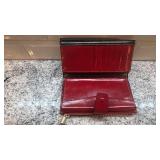 Travelambo Red Leather Clutch Wallet with Card Slots