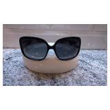 Coach Black Oversized Sunglasses with Patterned Case