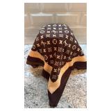 Louis Vuitton Monogram Silk Scarf 34x32 Inches Brown Beige
