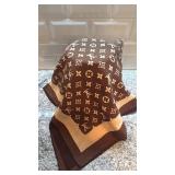 Louis Vuitton Monogram Silk Scarf 34x32 Inches Brown Beige